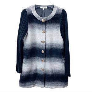 MaxMara 100% wool mohair cable knit sleeve longline sweater jacket round neck